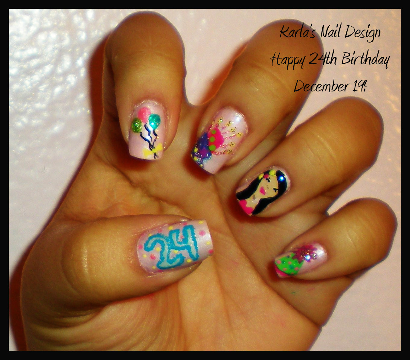 Happy Birthday Nail Designs
 Originail Kolors My 24th birthday Nail Design