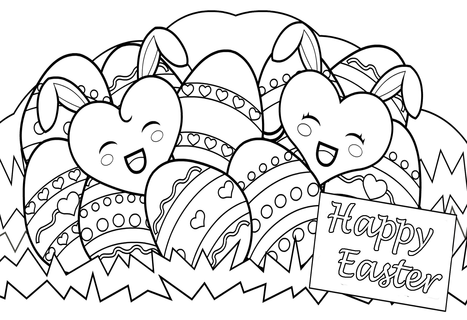 Happy Easter Coloring Pages Free Printable
 Happy Easter Day Eggs Coloring Print Pages Free Printable