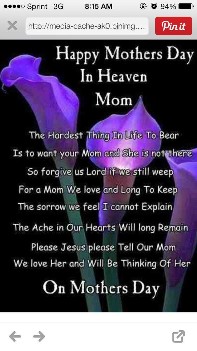 Happy Mother'S Day In Heaven Quotes
 Pin by Brenda Shipley on sayings