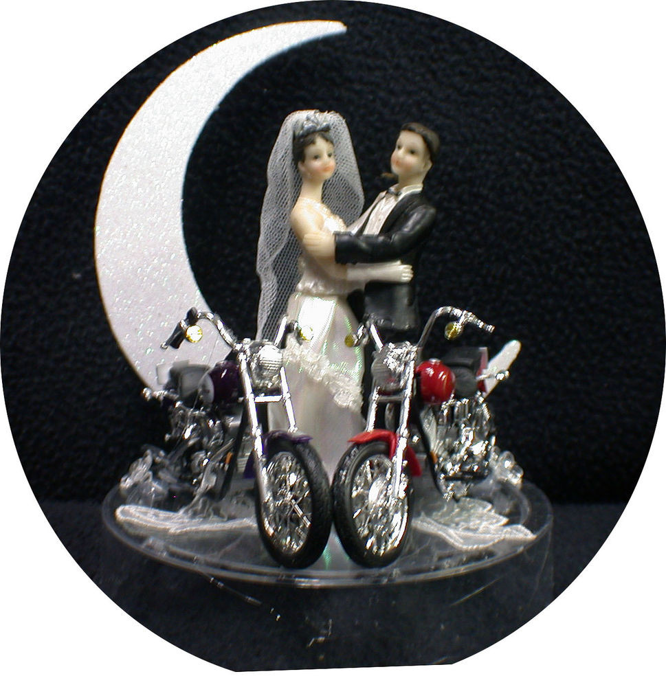 Harley Davidson Wedding Cake Toppers
 Motorcycle Wedding Cake Topper with TWO Harley Davidson