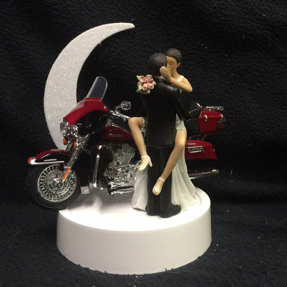 Harley Davidson Wedding Cake Toppers
 Hispanic African American w Harley Davidson Motorcycle