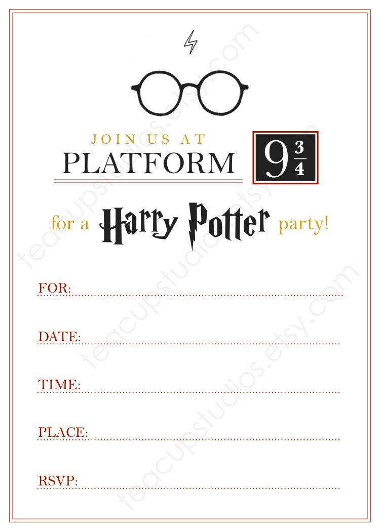 Harry Potter Birthday Invitation
 PRINTABLE Harry Potter Invitation PDF