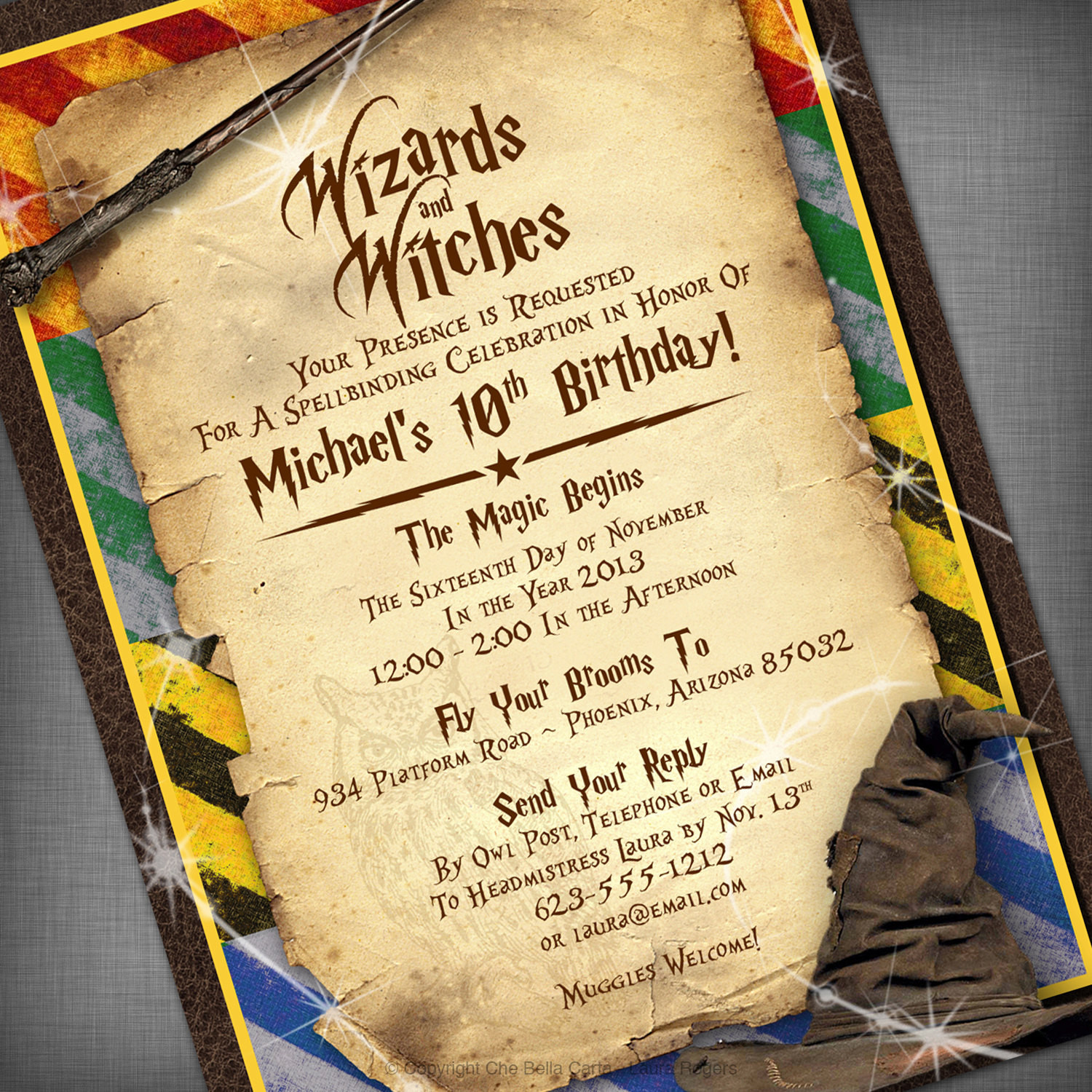 Harry Potter Birthday Invitation
 Harry Potter Inspired Witches & Wizards Printable by