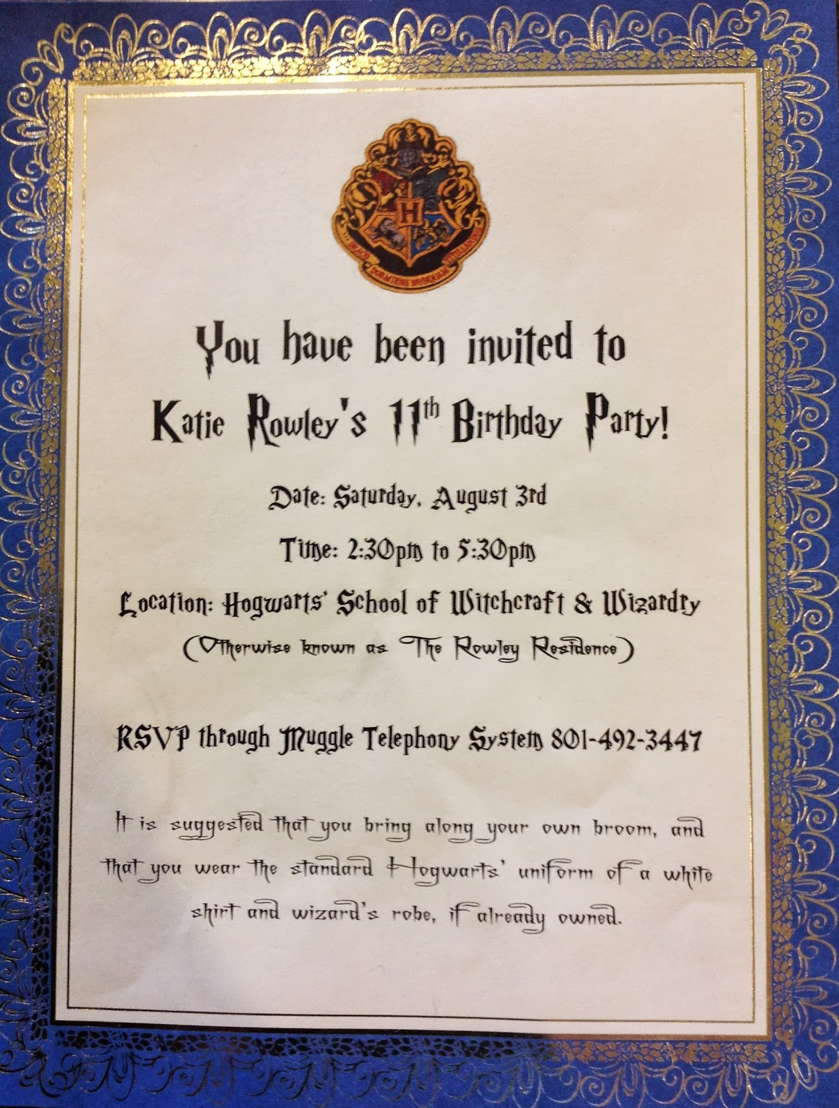 Harry Potter Birthday Invitation
 Puddle Wonderful Learning Harry Potter Birthday Party