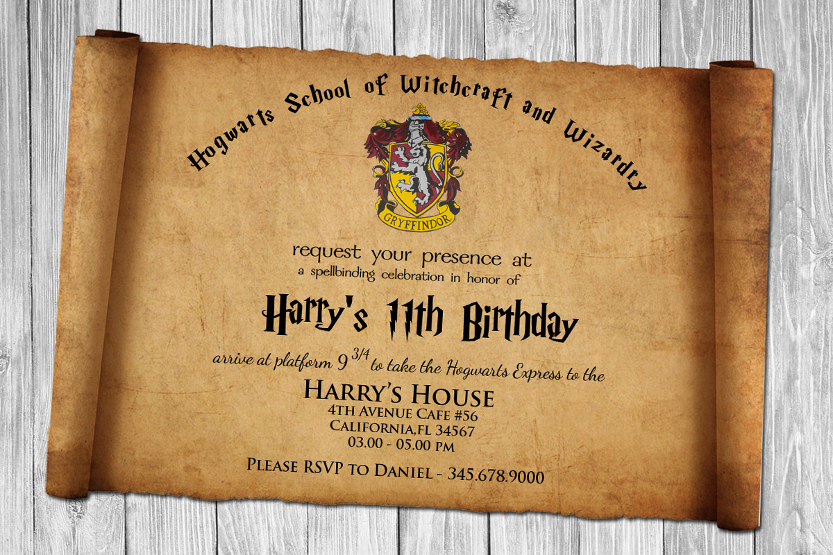 Harry Potter Birthday Invitation
 Harry Potter Papyrus Style Birthday Invitation PSD