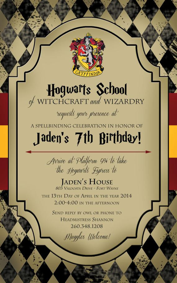 Harry Potter Birthday Invitation
 Harry Potter Birthday Invitation by Life Purpose on Etsy