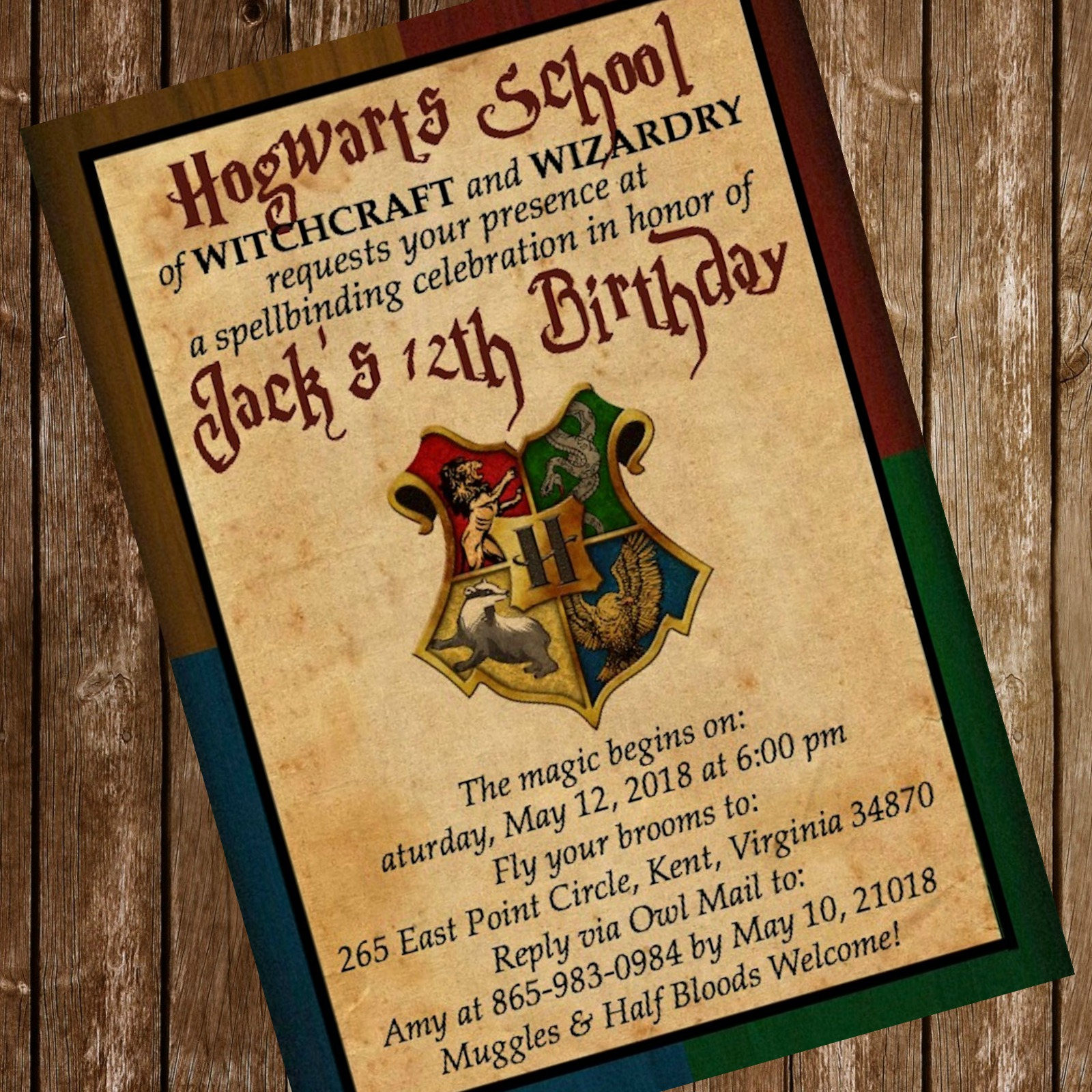 Harry Potter Birthday Invitation
 Harry Potter Hogwarts Birthday Party Invitation Download 4 x 6