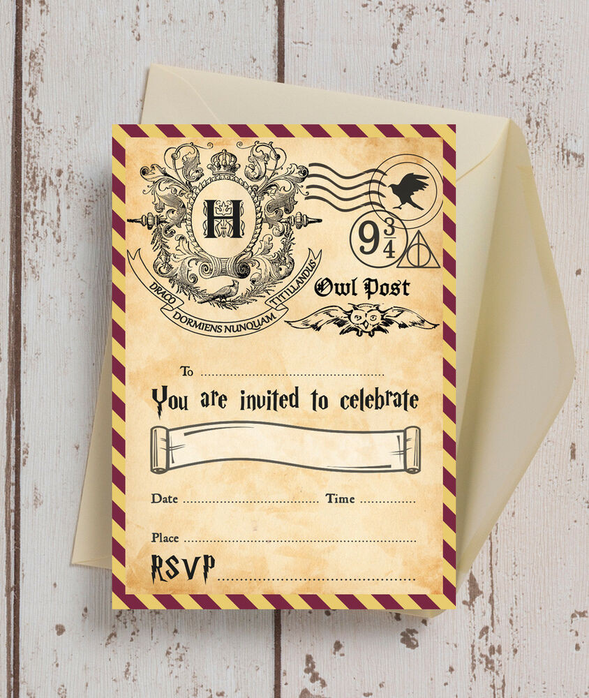 Harry Potter Birthday Invitation
 Pack of 10 Harry Potter Wizards Kids Teen Birthday Party