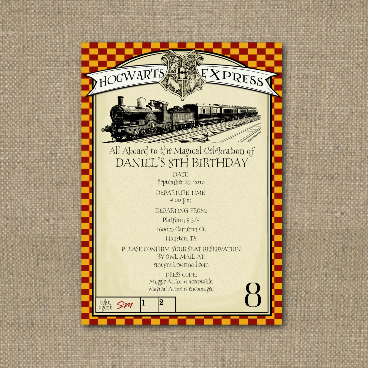 Harry Potter Birthday Invitation
 PRINTABLE Harry Potter themed party invitation
