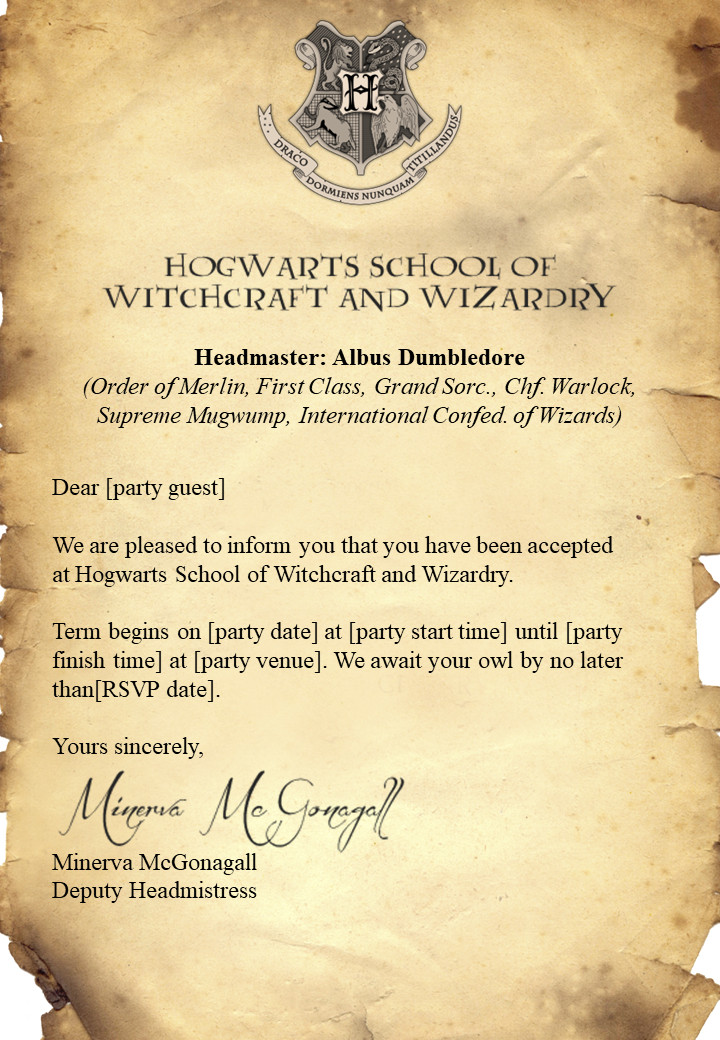 Harry Potter Birthday Invitation
 Free Harry Potter invitations edit and print