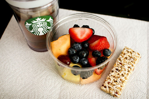 Healthy Breakfast Starbucks
 fruit and coffee Healthy breakfast brunch Starbucks