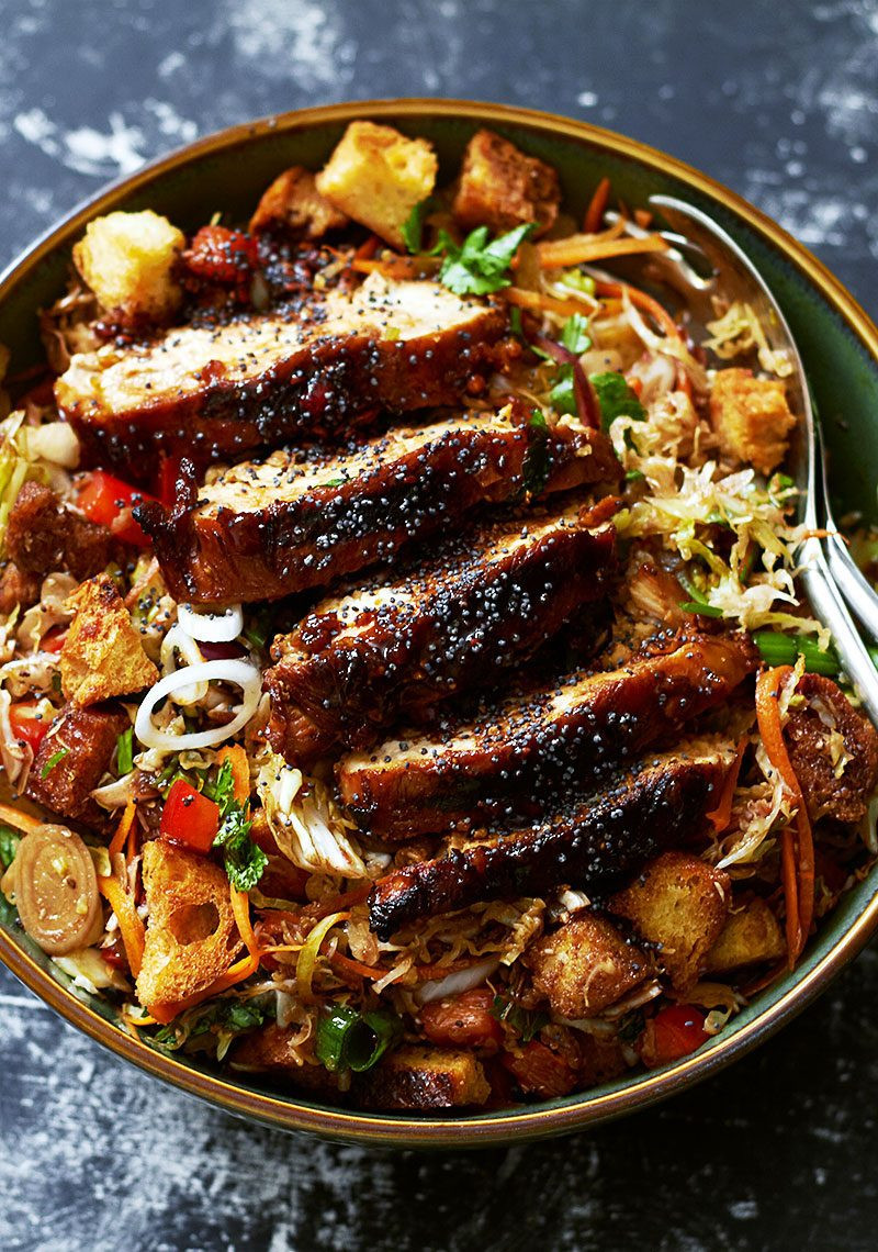 Healthy Delicious Dinner
 Grilled Chicken Cabbage Salad Salad with Raspberry