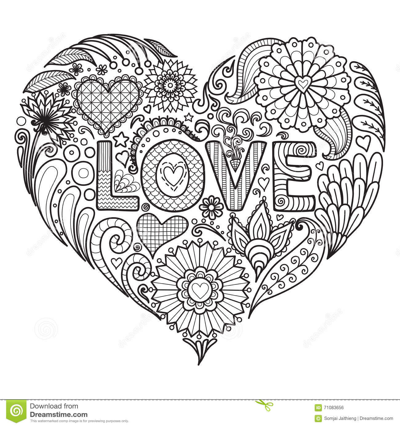 Heart Coloring Pages For Adults
 Flowers In Heart Shape For Coloring Books For Adult