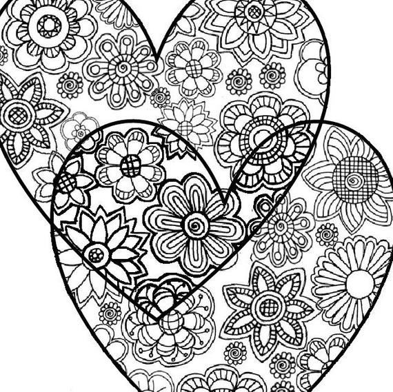 Heart Coloring Pages For Adults
 Two Hearts Love Adult Coloring Page Instant Digital