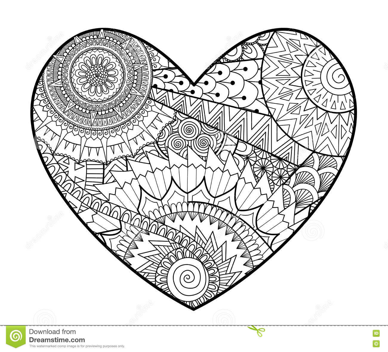 Heart Coloring Pages For Adults
 Zendoodle In Heart Shape For Coloring Books For Adult