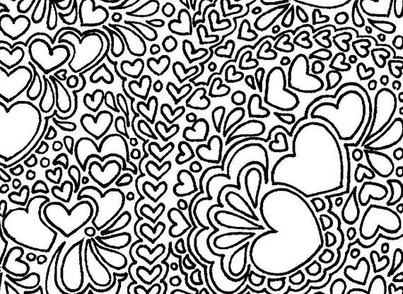 Heart Coloring Pages For Adults
 Abstract hearts printable adult coloring page