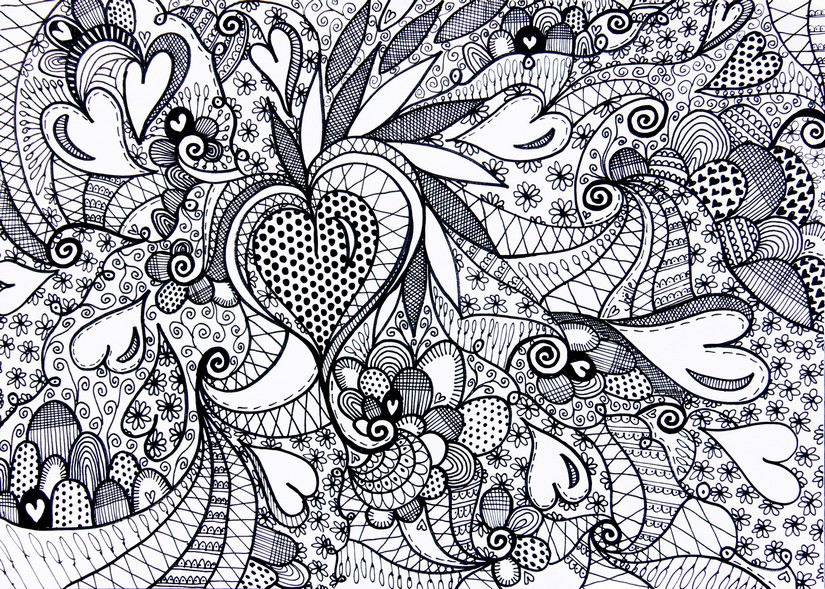 Heart Coloring Pages For Adults
 Art Therapy coloring page Love Hearts 1