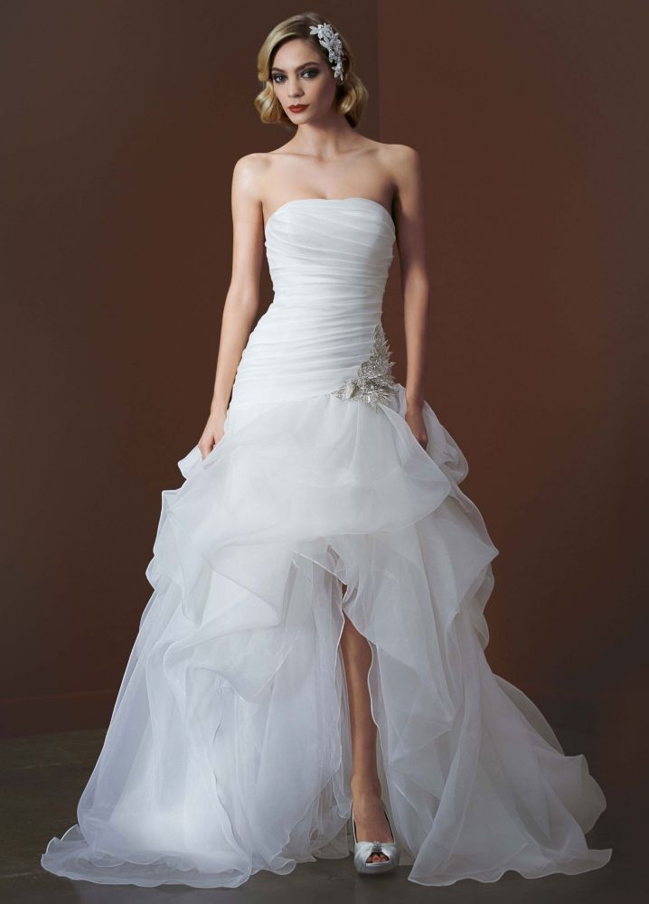 High Low Wedding Gown
 David s Bridal Organza and Tulle High Low Wedding Dress