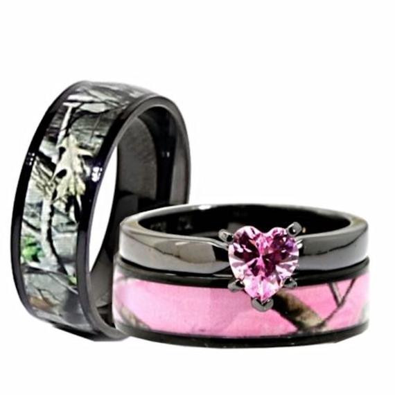 His And Her Camo Wedding Ring Sets
 4 Colors His and Hers Camo Wedding Rings Set Camouflage