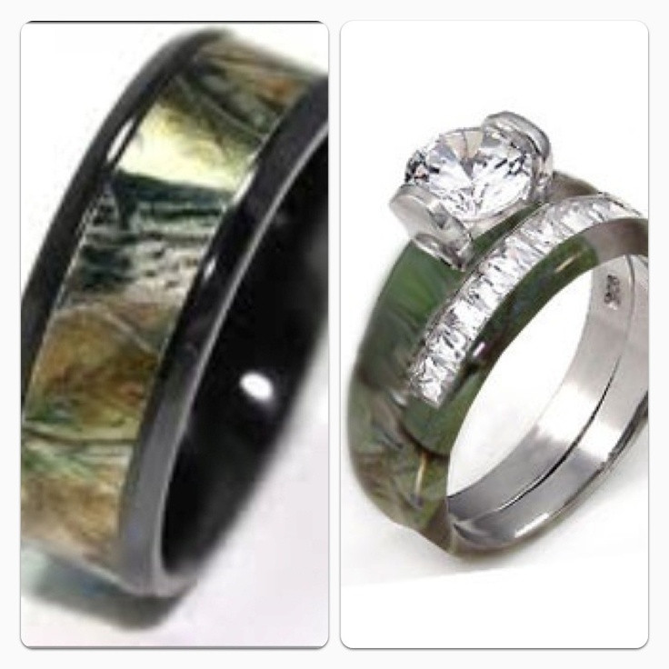 His And Her Camo Wedding Ring Sets
 17 Best images about camo wedding on Pinterest