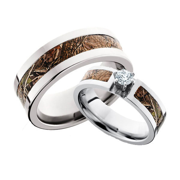 His And Her Camo Wedding Ring Sets
 Camo Ring His and Hers Diamond Set Free Shipping