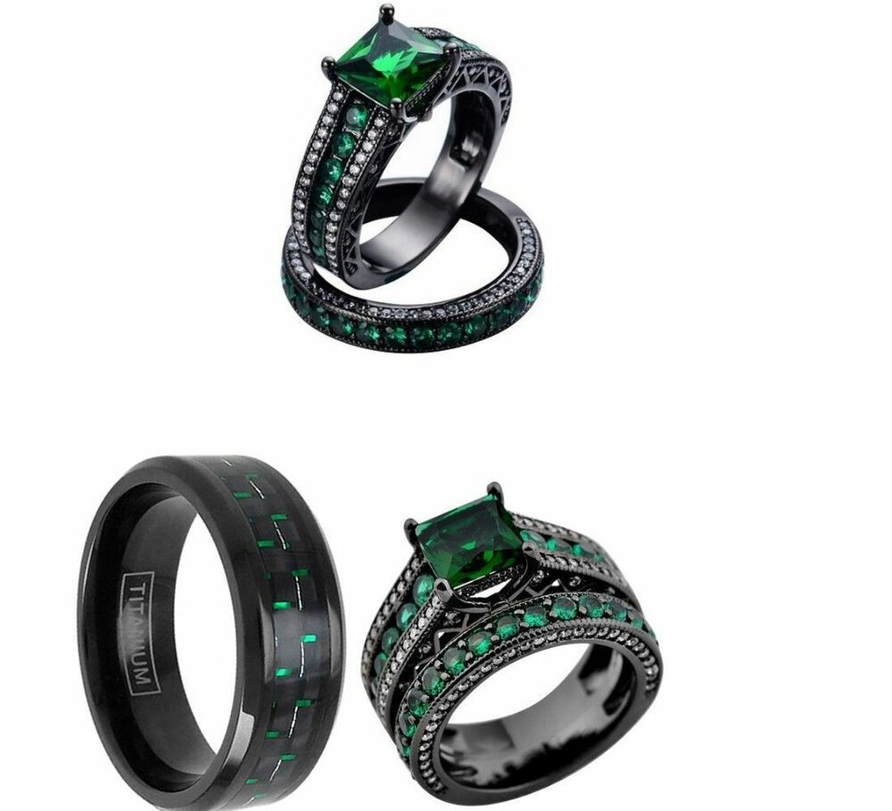 His And Her Camo Wedding Ring Sets
 HIS TUNGSTEN CAMO AND HER HALO CZ BLACK STAINLESS STEEL