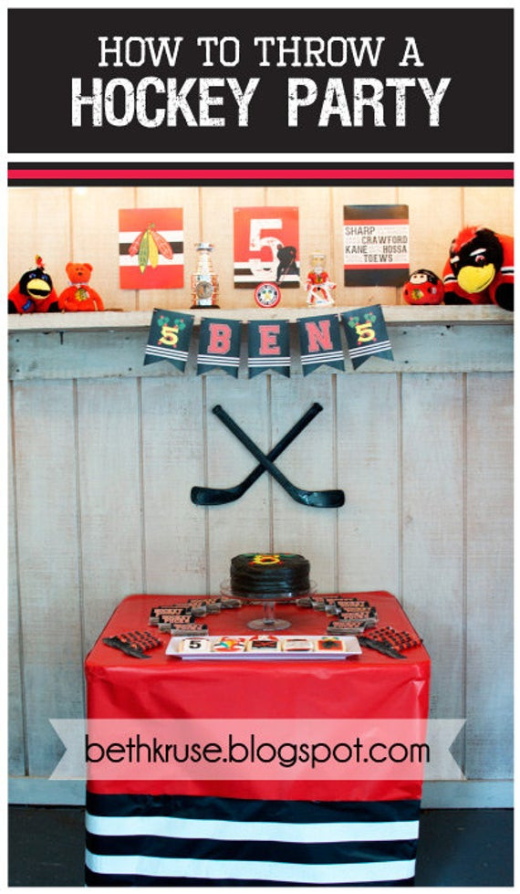 Hockey Birthday Party
 Hockey Party Custom Name and Age Specific banner by Beth Kruse