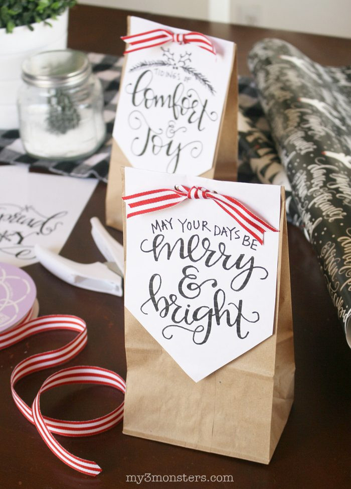Holiday Gift Bag Ideas
 Handlettered Holiday Treat Bags Lolly Jane