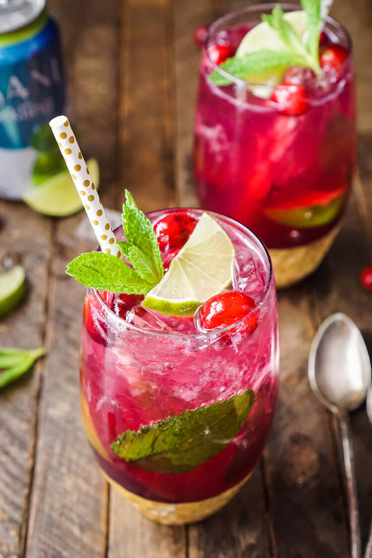 Holiday Party Drink Ideas
 Cranberry Mojito Punch Sugar & Soul