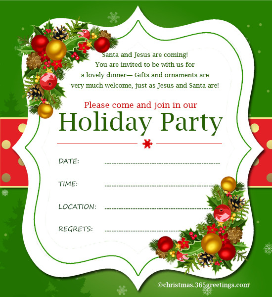 Holiday Party Invite Ideas
 Christmas Invitation Template And Wording Ideas