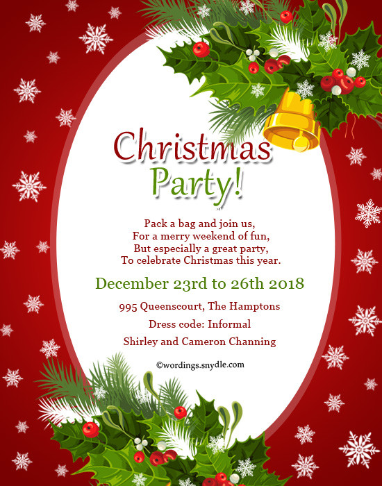 Holiday Party Invite Ideas
 Christmas Party Invitation Wordings Wordings and Messages