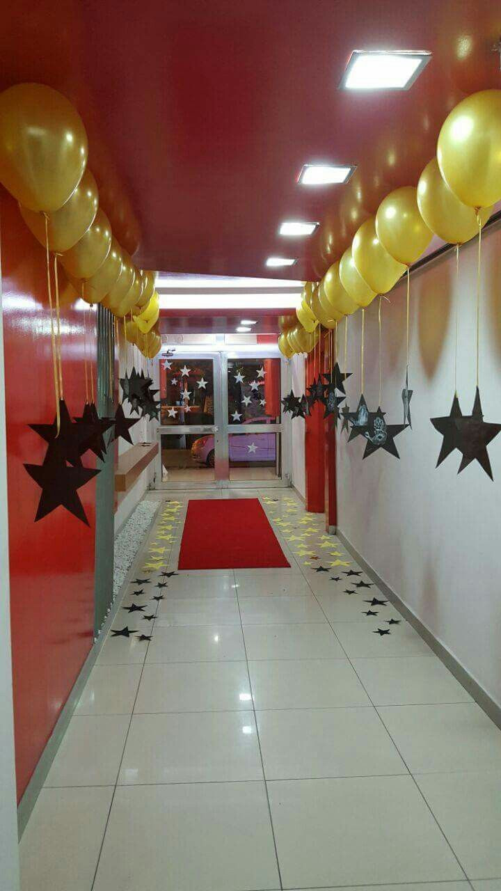Hollywood Graduation Party Ideas
 Red carpet stars Kids names on them and balloons with