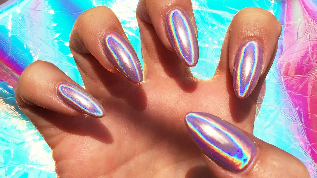 Holographic Nail Art
 HOLOGRAPHIC POWDERED NAILS