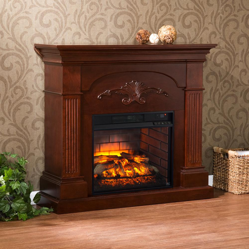 Home Electric Fireplace
 Dover 44 75 in W Infrared Electric Fireplace in Mahogany