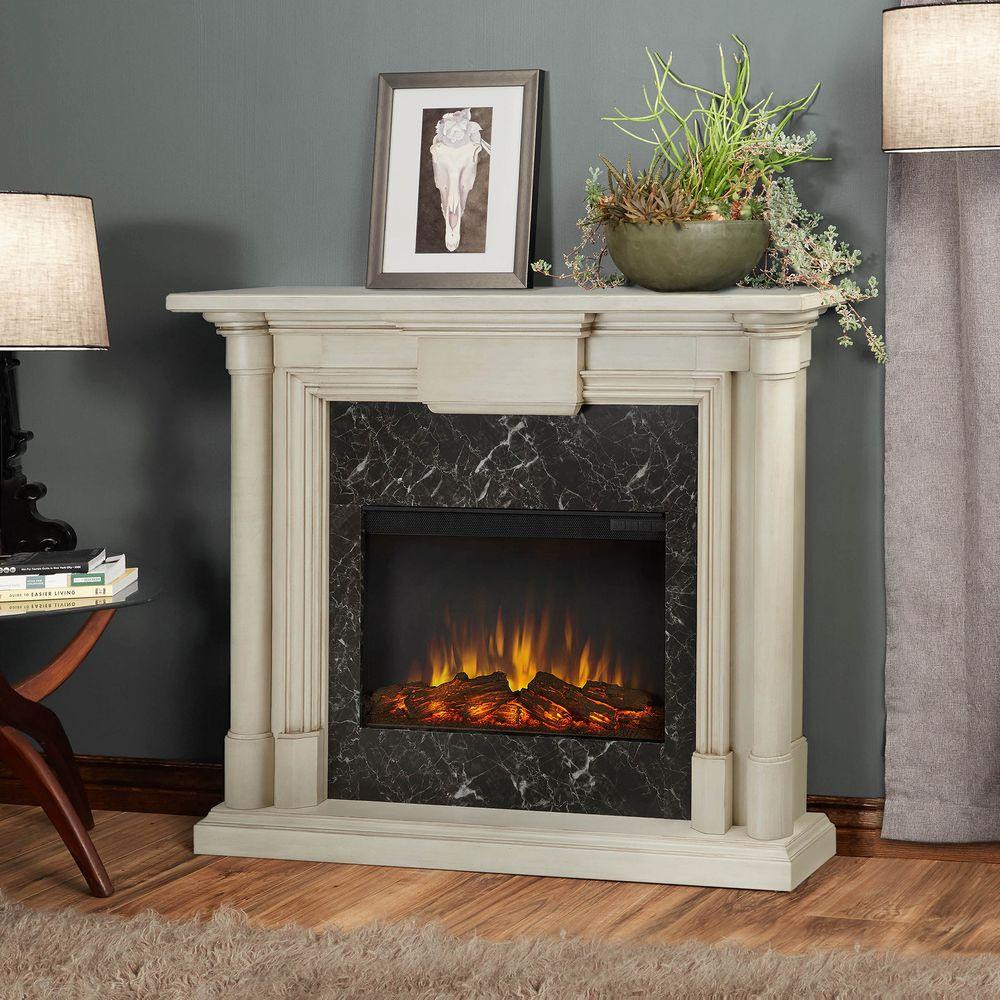 Home Electric Fireplace
 Real Flame Maxwell 48 in Electric Fireplace in Whitewash