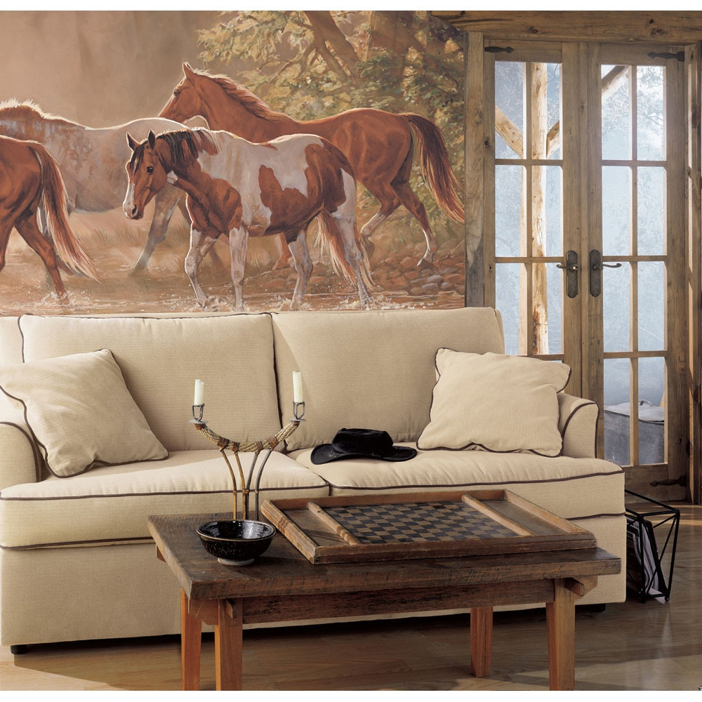 Horse Decor For Living Room
 Horses Wall Mural Misty River Wallpaper Accent Decor