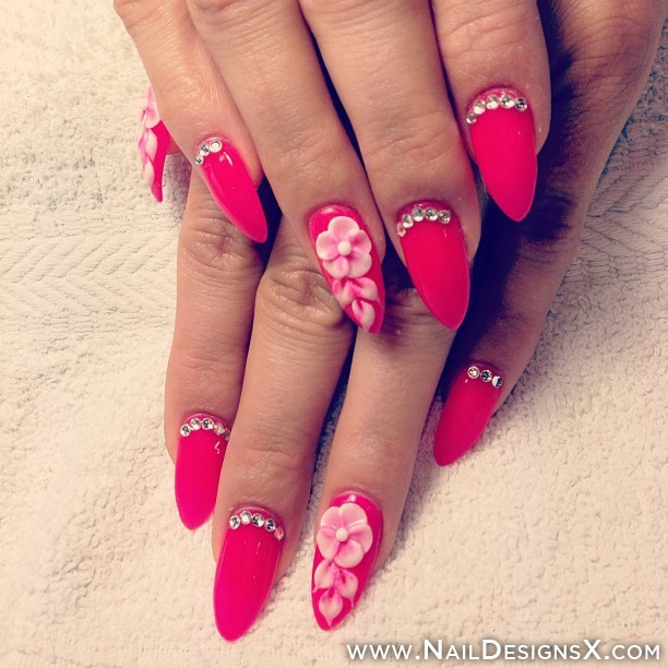 Hot Pink Nail Art
 hot pink summer nail art Nail Designs & Nail Art