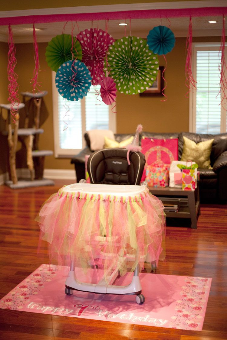 How To Decorate For A Birthday Party
 Olivia s 1st birthday high chair decorations