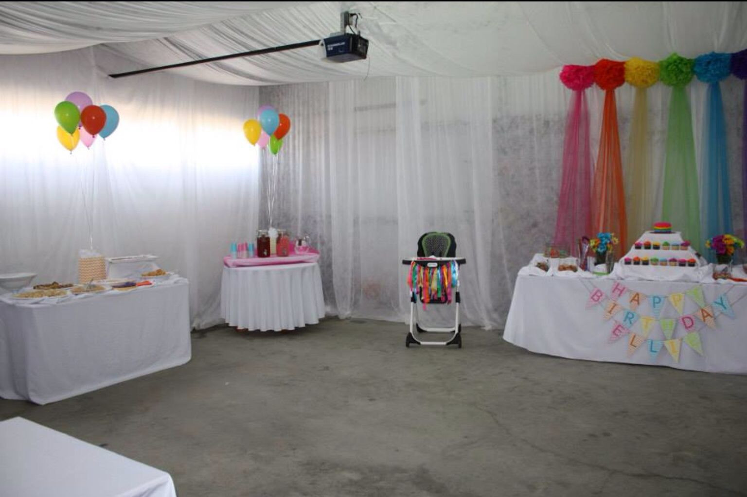 How To Decorate For A Birthday Party
 Rainbow party in garage
