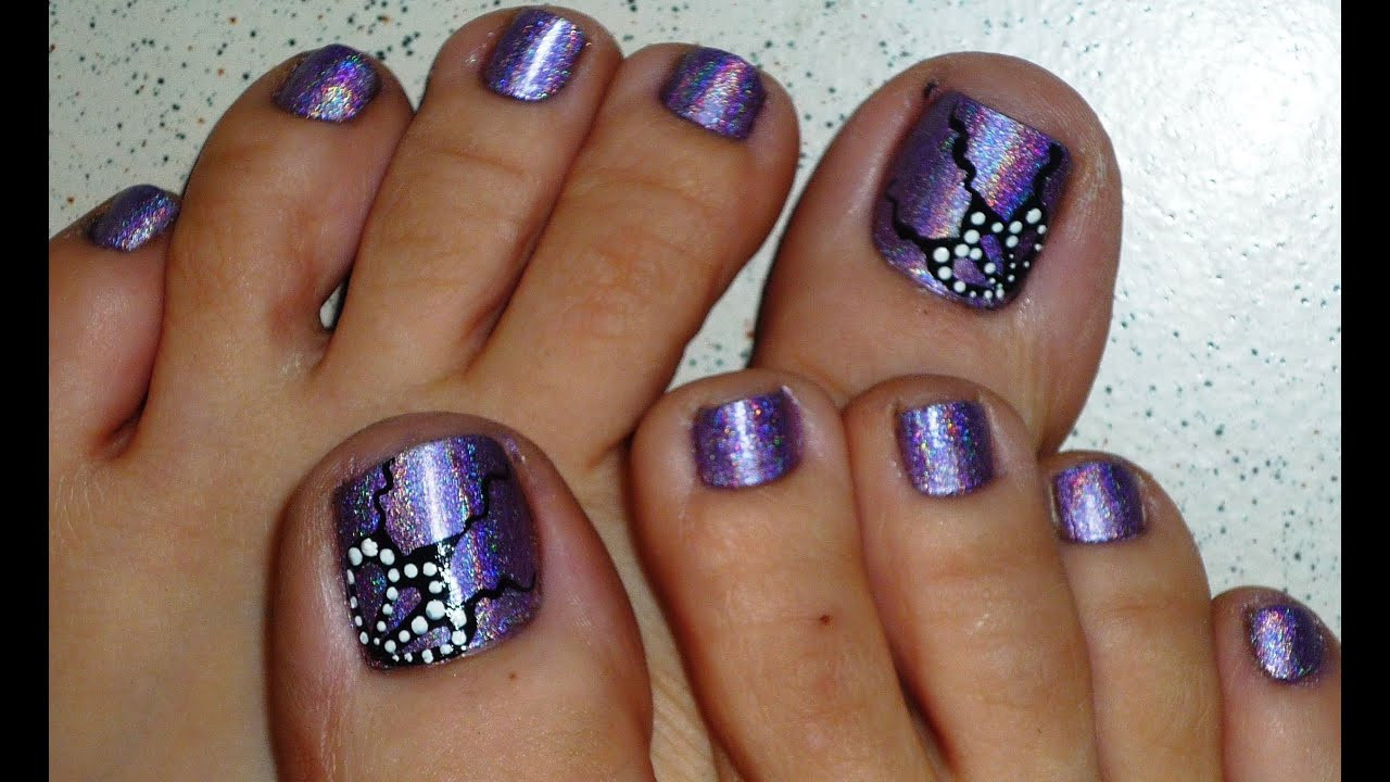 How To Nail Designs
 Butterfly Wings Holographic Toe Nail Design