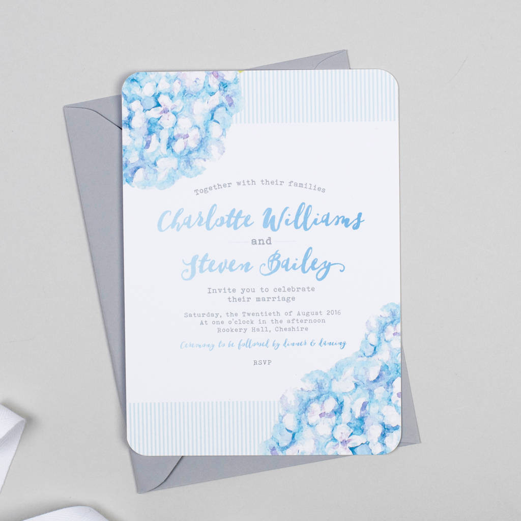 Hydrangea Wedding Invitation
 hydrangea blue wedding invitation by project pretty