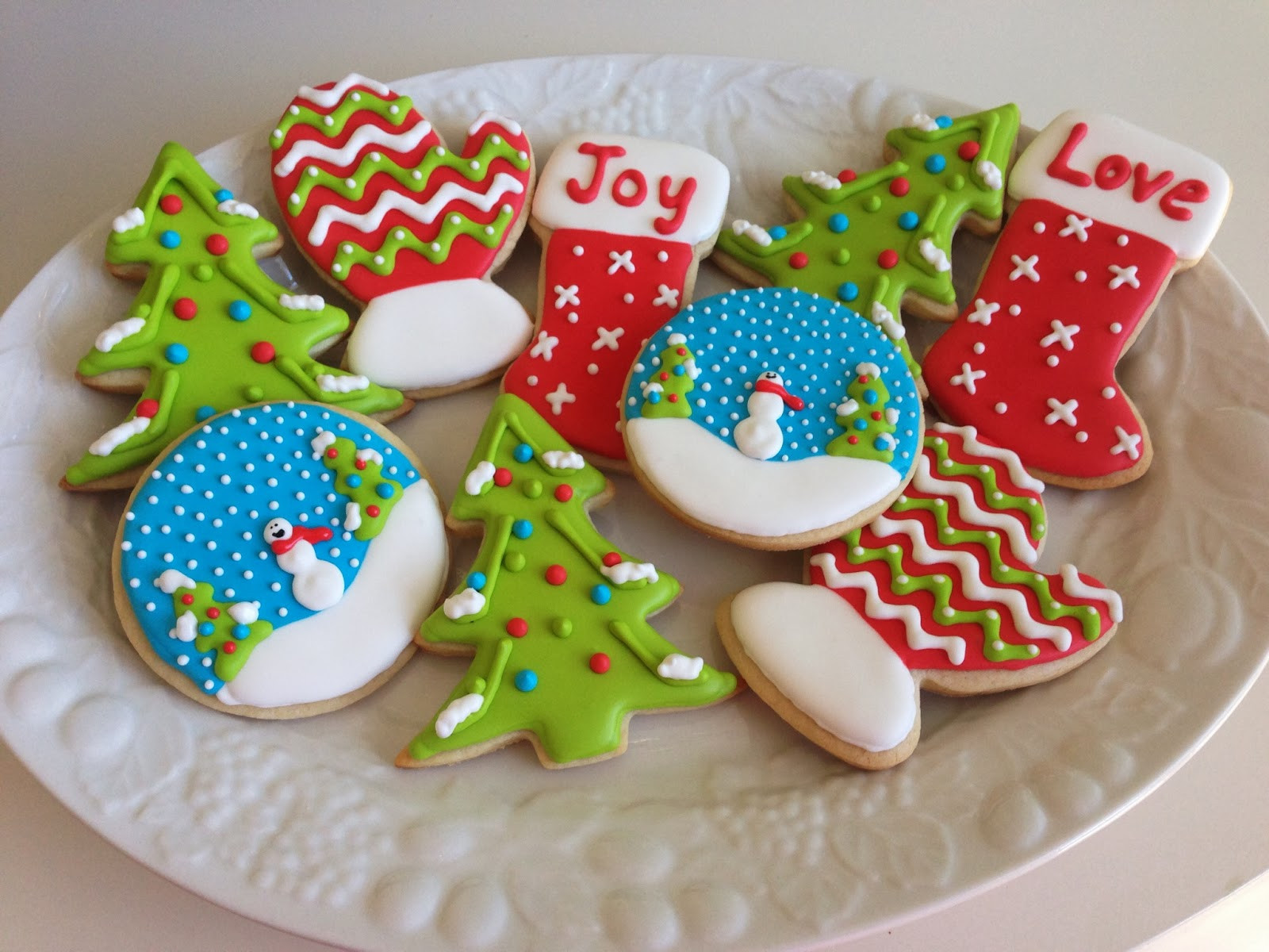 Iced Christmas Cookies
 monograms & cake Christmas Cut Out Sugar Cookies with