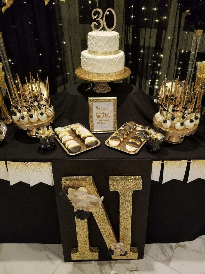 Ideas For 30Th Birthday Party For Her
 30th Gold and Black themed 30th Birthday Party