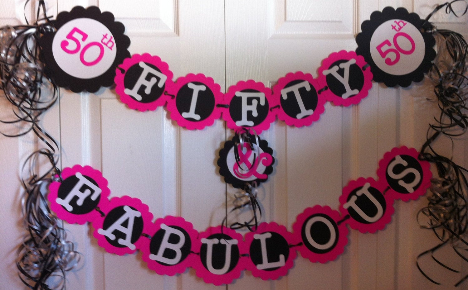 Ideas For A 50th Birthday Party
 50th Birthday Decorations Party Banner Fifty & by FromBeths