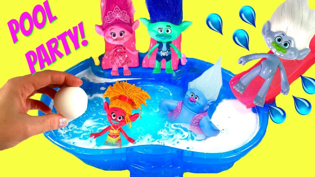Ideas For A Trolls Pool Party
 Trolls Movie Branch & Poppy Have a Pool Party and Dive for