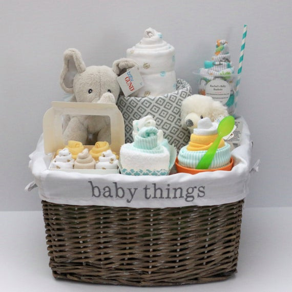 Ideas For Baby Shower Gift Baskets
 Gender Neutral Baby Gift Basket Baby Shower Gift Unique Baby