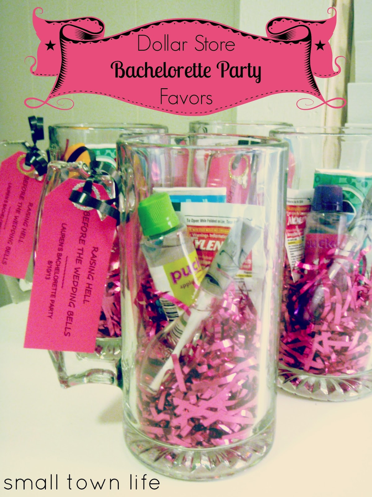 Ideas For Bachelorette Party Gifts
 Small Town Life Dollar Store Bachelorette Party Favors
