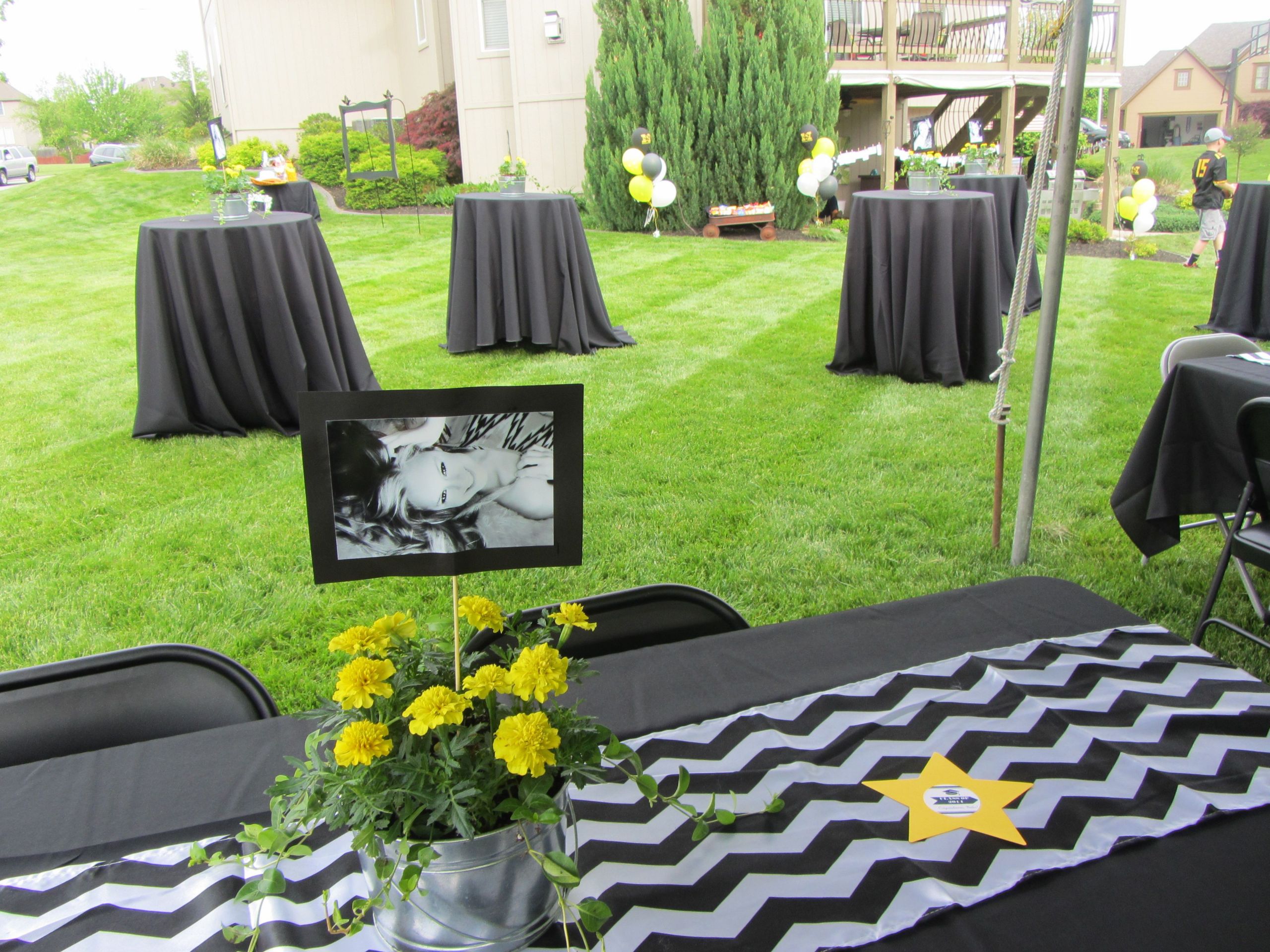Ideas For Outside Graduation Party
 Outdoor Graduation Party Black White Yellow