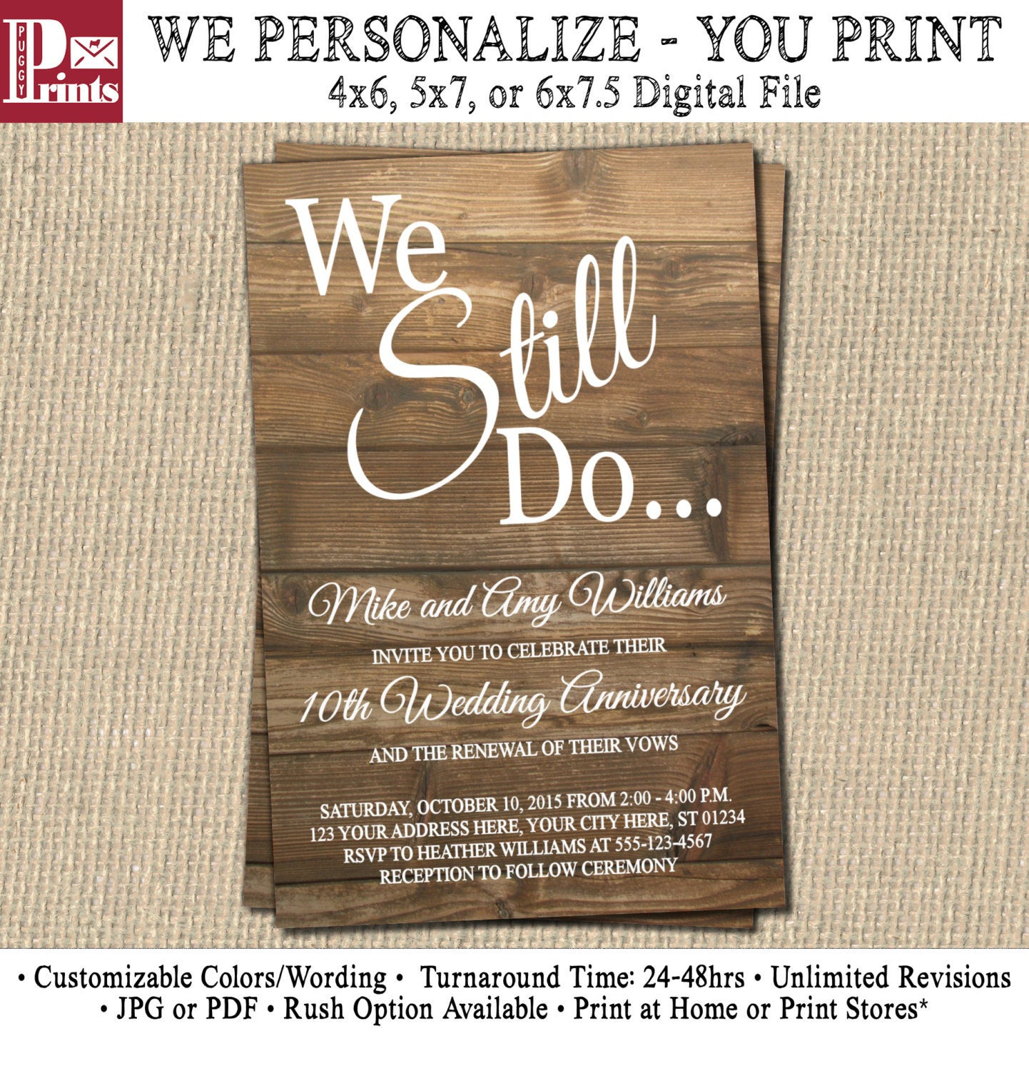Ideas For Renewing Wedding Vows
 Vow Renewal Invitation Wedding Anniversary by PuggyPrints