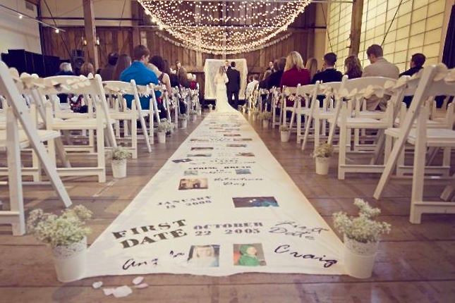 Ideas For Renewing Wedding Vows
 Turn your aisle runner into a visual timeline